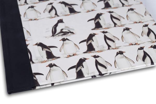 Mappe aus Pappe, Motiv Pinguin, schwarz-weiß